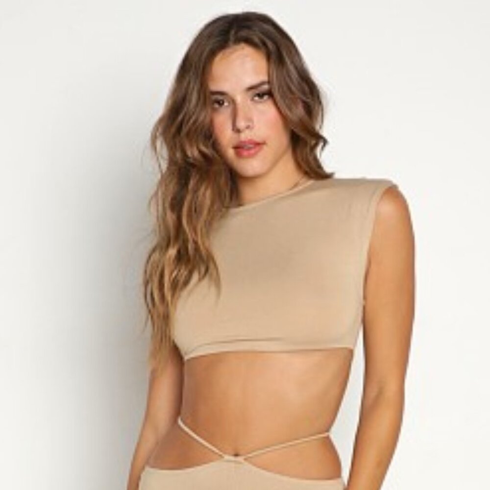 NWT INDAH Hale Crop Top Size 2 Medium Mocha $75